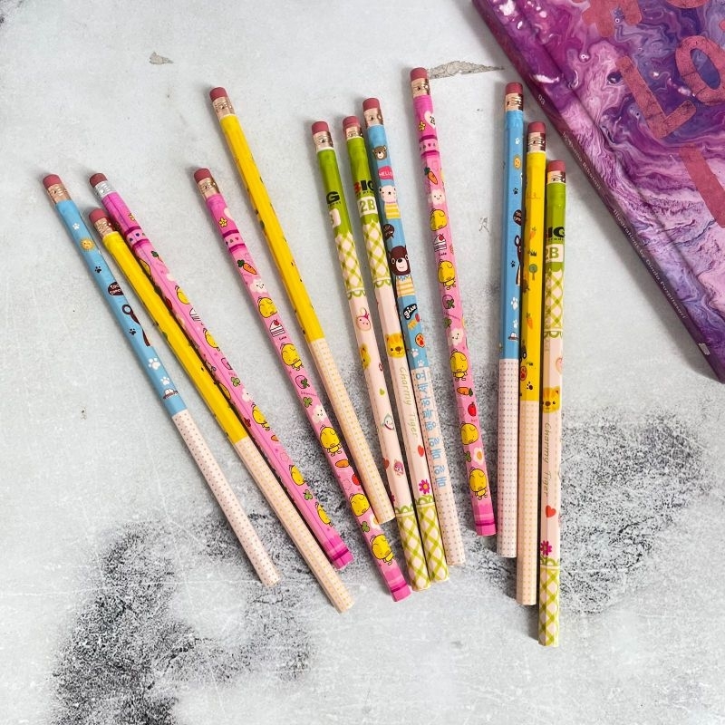 

Pensil 2B Dan Penghapus 1 Set Isi 12 Pcs Karakter Kartun Murah Alat Tulis Sekolah Termurah