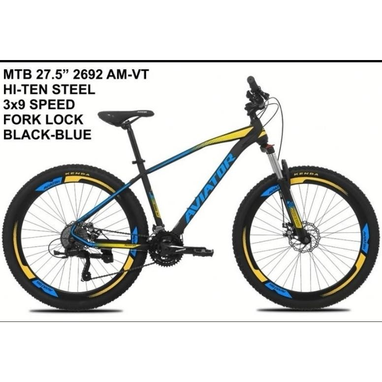 Sepeda Gunung / MTB Ukuran 27,5 Aviator 2692 AM VT 3 x 9 Speed Velg Tinggi