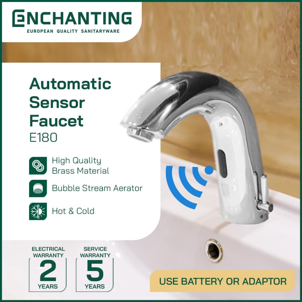 Kran Wastafel Sensor Otomatis Enchanting E180 Hot & Cold Chrome