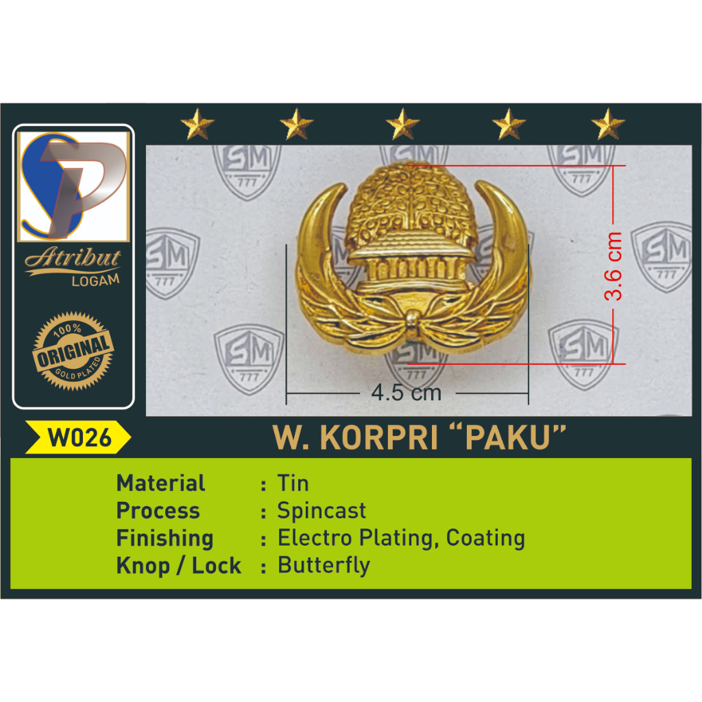 PIN BREVET LENCANA WING KORPRI ASN