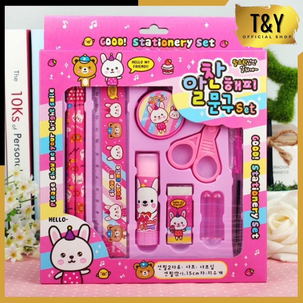 

T&Y Paket Alat Tulis set 8in1 Stationery Set Study Set Anak Karakter Set Alat Tulis Anak TK