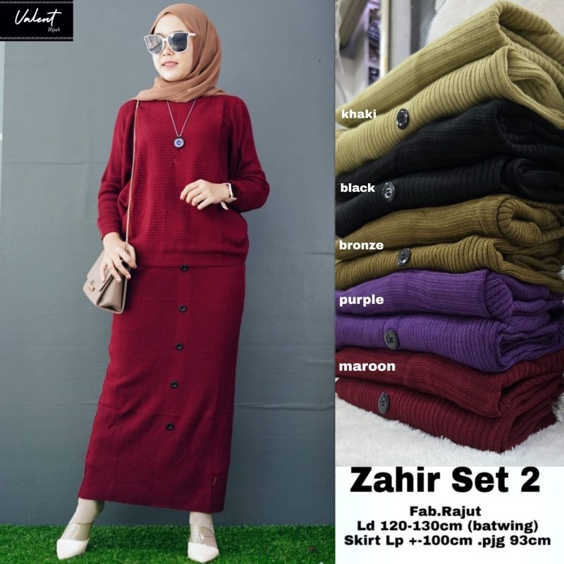 {Realpict} Zahir one set rajut setelan rok rajut korean style kekinian outfit remaja muslim terbaru 