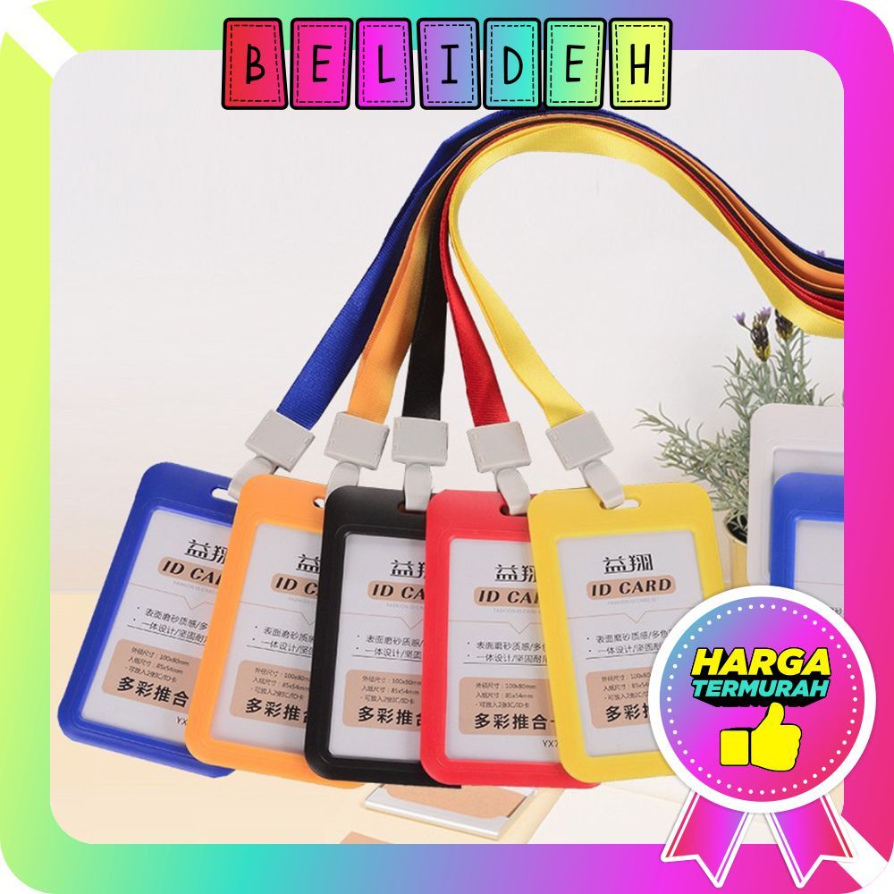 

☛BELIDEH☚ Name Tag Id Card Transparant Gantungan Kartu Nama Plastik Vertical Lanyard Potrait Motif Polos Warna Warni Tanda Pengenal Bening Horizonta R814