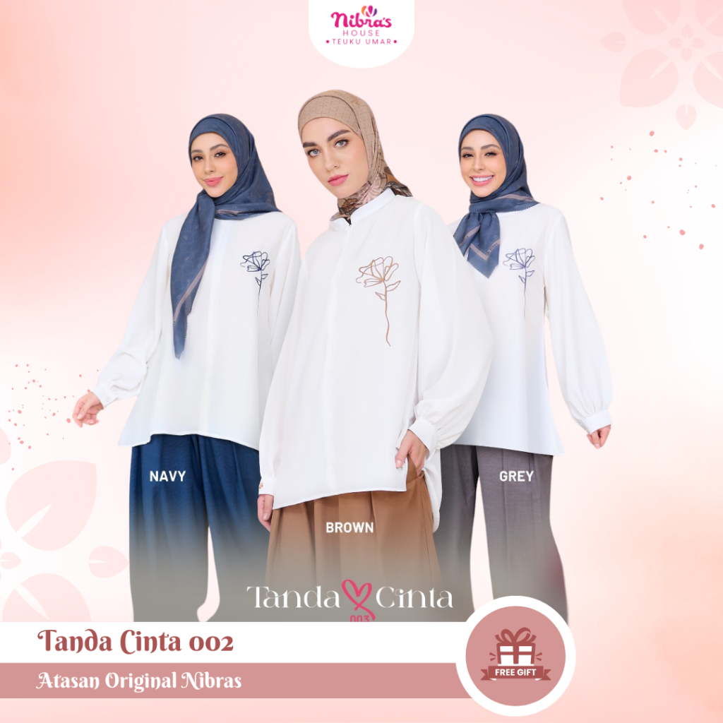 [TERLARIS] Blouse Putih Simpel Nibras Atasan Tanda Cinta 003 Putih Bahan Laviska Kemeja Putih Wanita