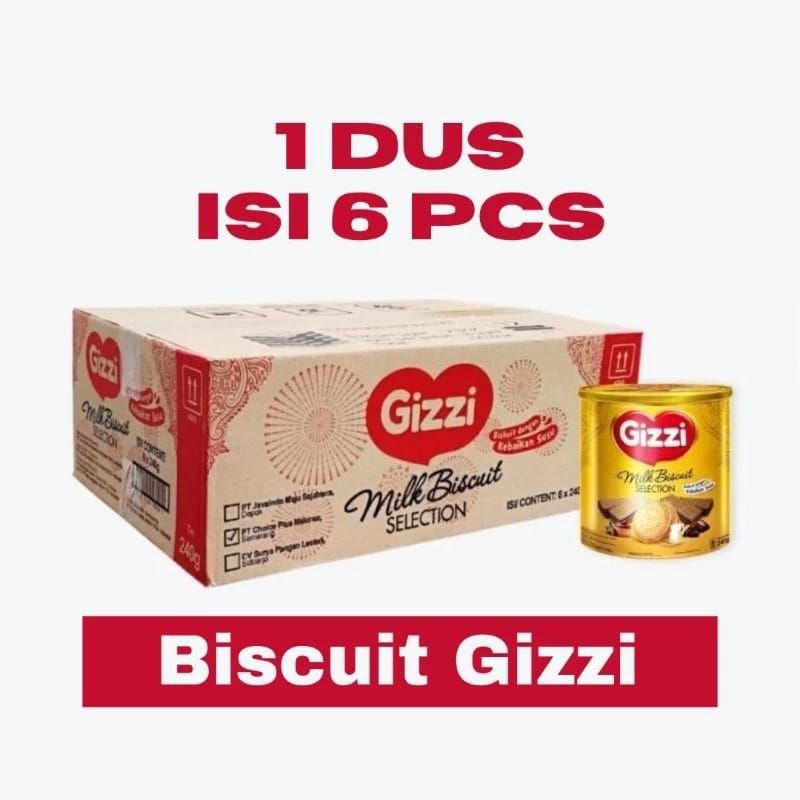 

Biscuit Wafer gizzi 1Dus (isi 6kaleng)-Gizzi Festive Wafer milk Biscuit Kartonan