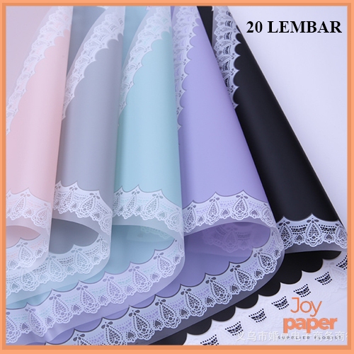 

20 LEMBAR Kertas Buket Bunga Motif Renda Lace Border Cellophane Flower Wrapping Paper KB6175
