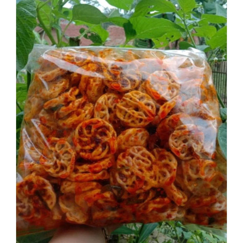 

1kg sebring pedo,kerupuk mawar pedas extra daun jeruk