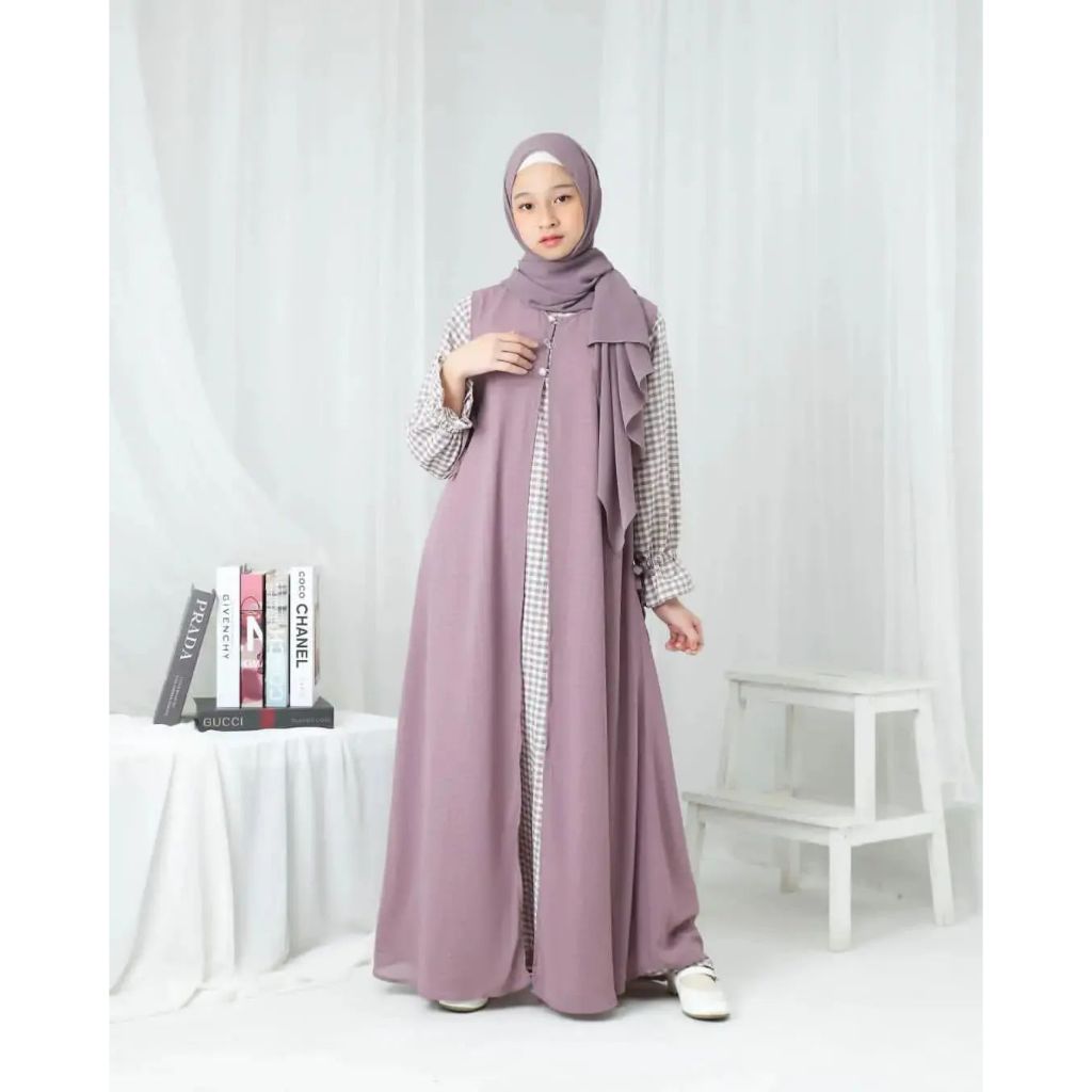 Set Gamis Anak 10 11 12 13 14 15 Tahun Dress Katun Square Gamis Remaja Terbaru