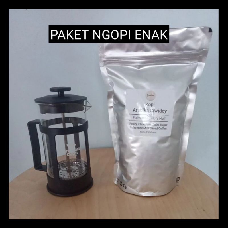 

Paket Seduhan Coffee Enak French Press 350ml Kopi Arabica 250gr