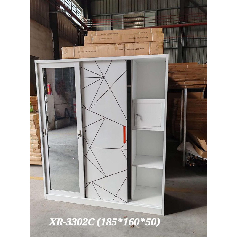 Lemari Baju Besi Sliding - Lemari Baju 3 Pintu XR-3302C - Lemari Baju Besi - Lemari sliding Baju Bes