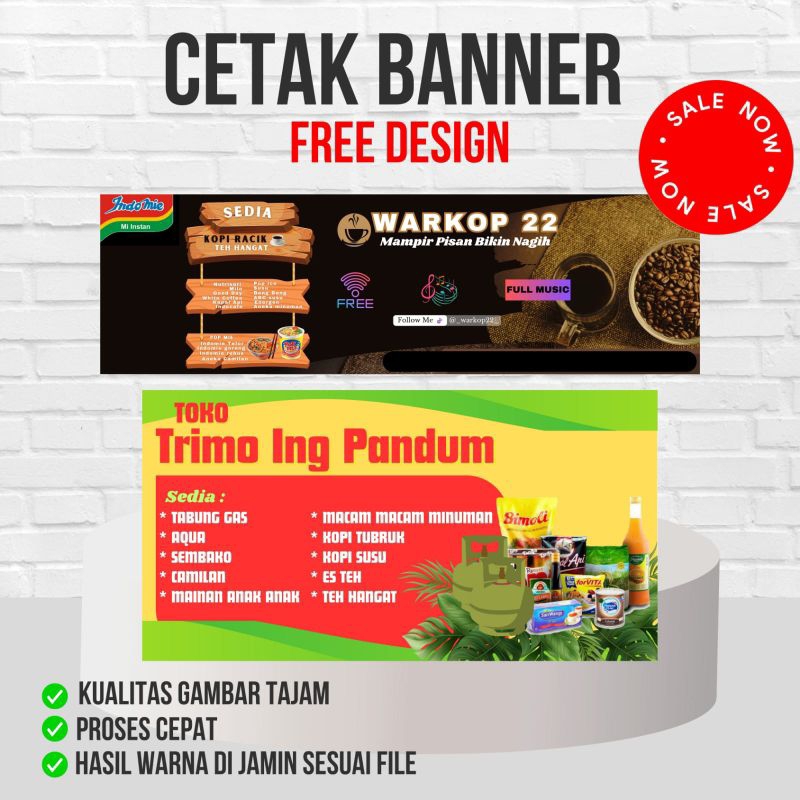 Banner warkop, banner warung kopi, banner toko, banner toko sembako, banner toko klontong