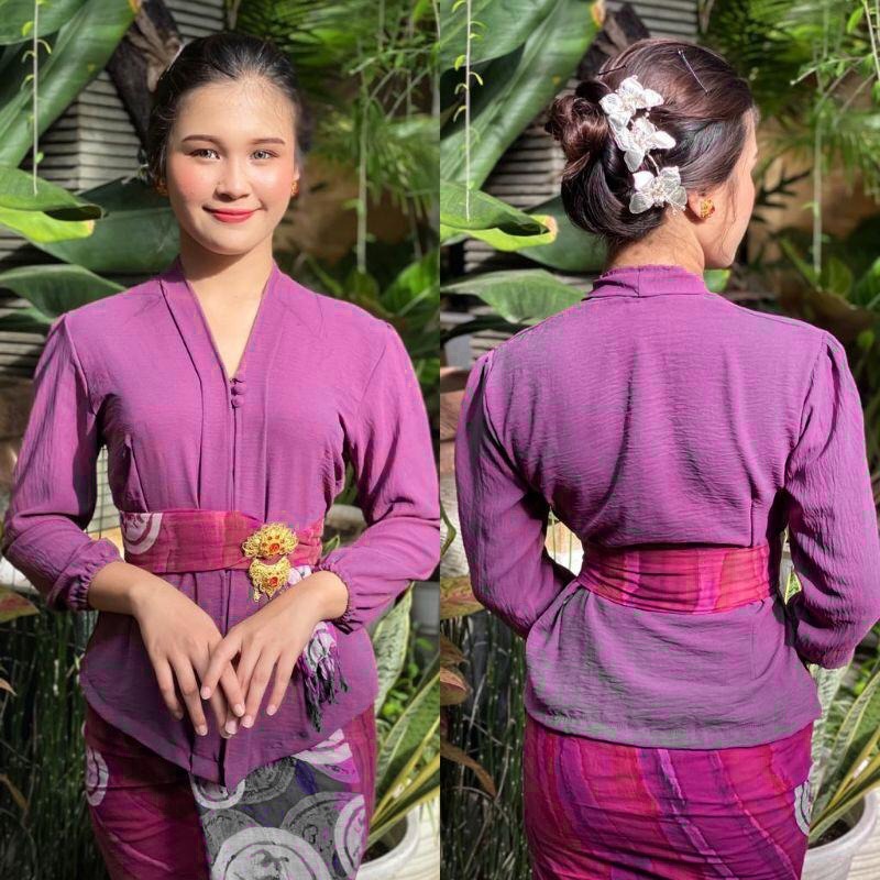 Kebaya Kartini Hijab Polos Lengan Panjang Strait Kebaya Bet Kerut Tangan 7/8 Crincle Airflow Kebaya 