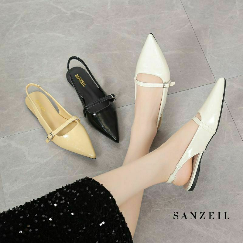 2568 sandal flat wanita import tali belakang slip on shoes bisa Cod
