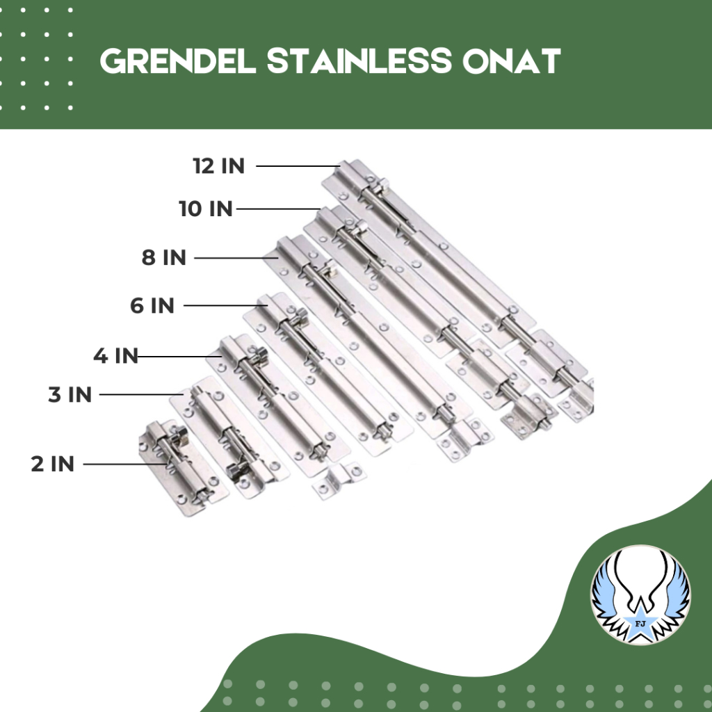 GRENDEL PINTU STAINLESS 12 inch / SLOT GUDANG / SELOT PINTU STAINLESS / GRENDEL JENDELA