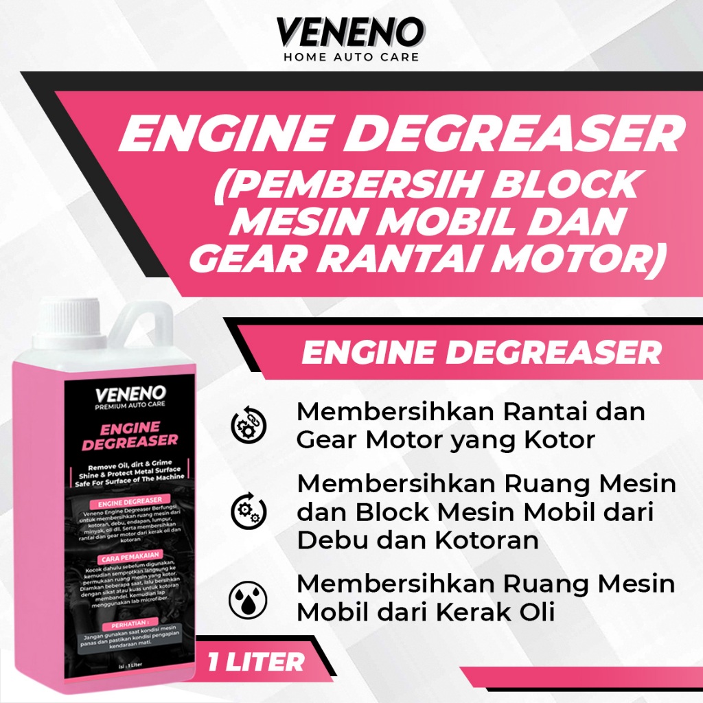 Draknesya - Veneno Engine Degreaser 1 Liter - Pembersih Ruang Mesin, Oli & Kerak Motor & Mobil