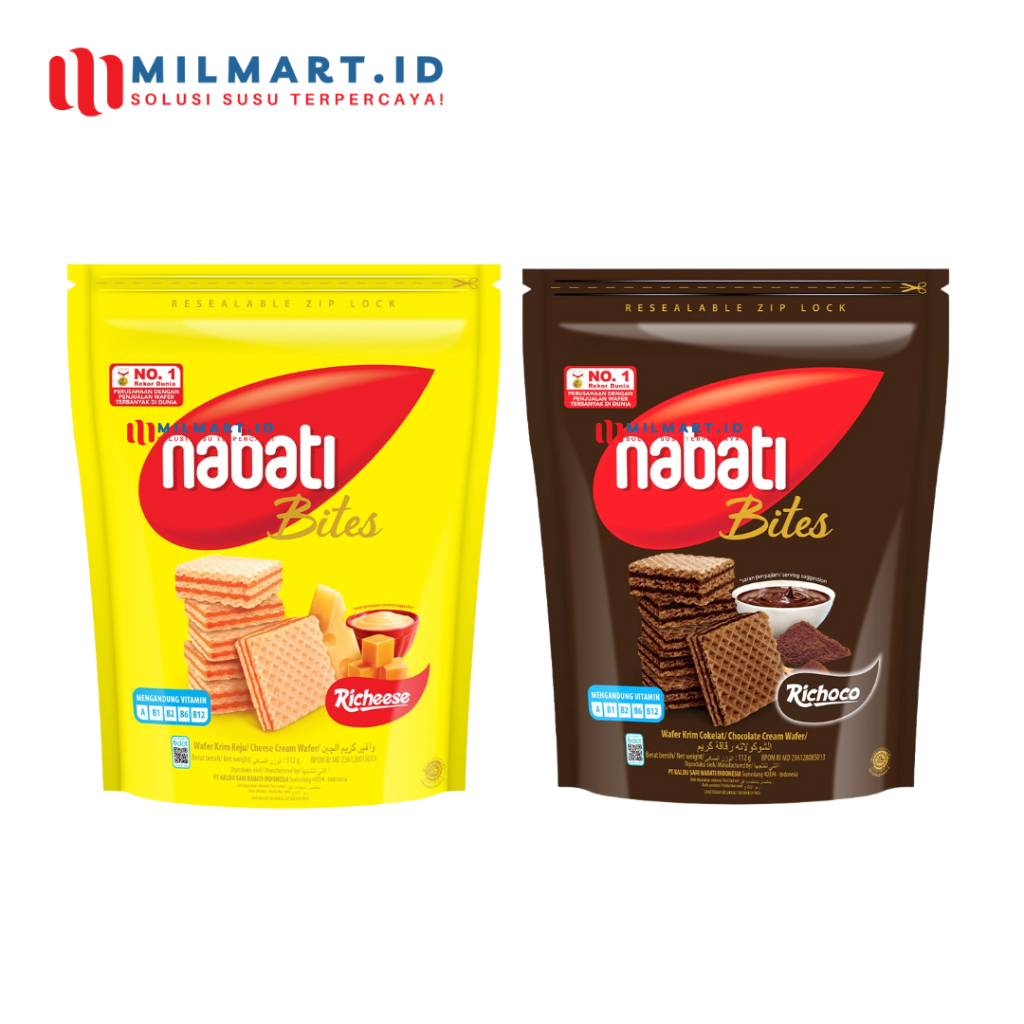 

NABATI BITES CHEESE & CHOCOLATE WAFER 112 G RICHEESE/RICHOCO SNACK COKELAT MAKANAN RINGAN KEJU