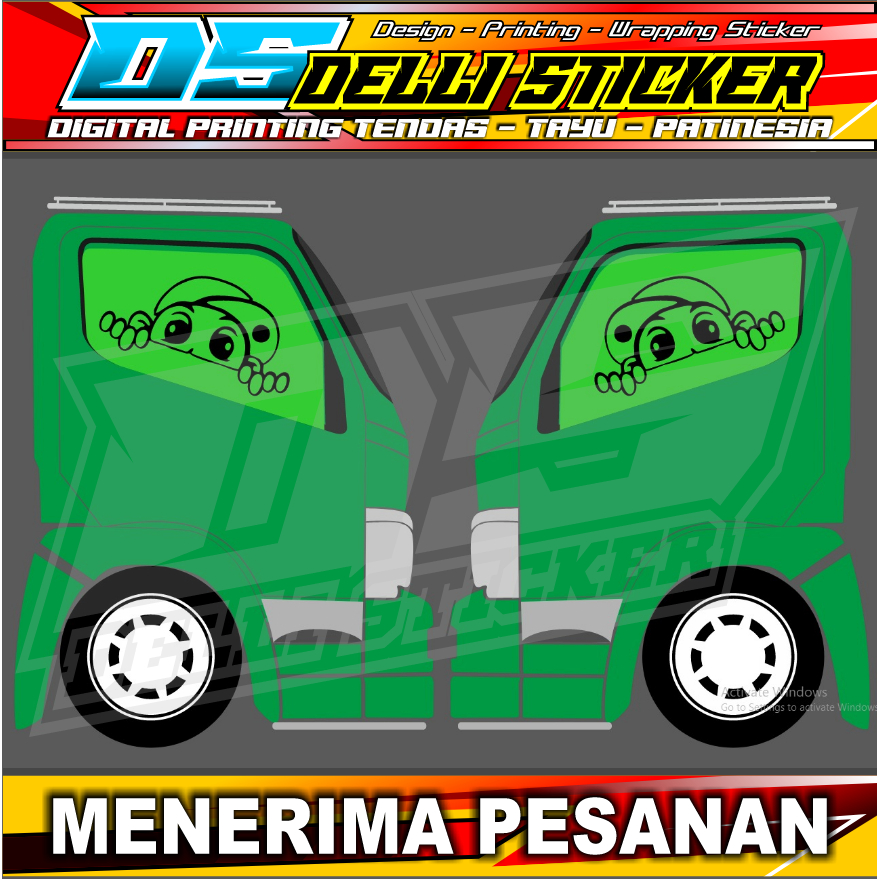 Stiker One Way Kaca Samping Truk Dutro - Stiker Blok Kaca Samping Tembus Pandang - Stiker Kaca Pintu