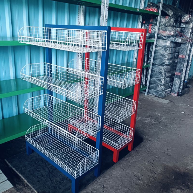 Rak Serbaguna Besi Hollow 4x4 untuk Display Snack dan Barang Toko Ukuran 70x30x125 cm