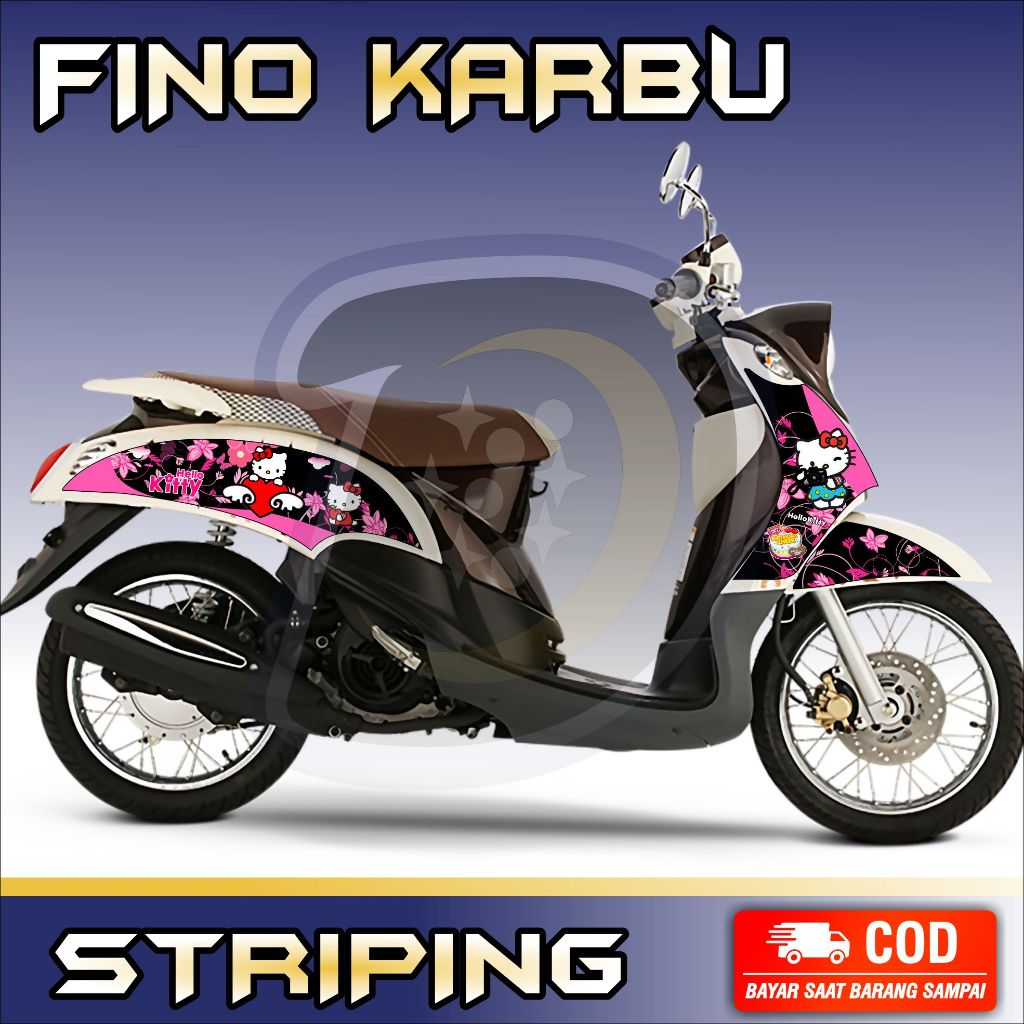 Striping Lis Fino Karbu Stiker Variasi Motor Fino Karbu Striping Yamaha Fino Karbu Hello Kity