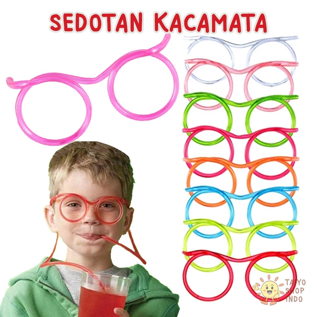 Sedotan kacamata anak / Sedotan Minum Bentuk Kacamata / Mainan Straw Sedotan Minum Anak Bentuk Kacam