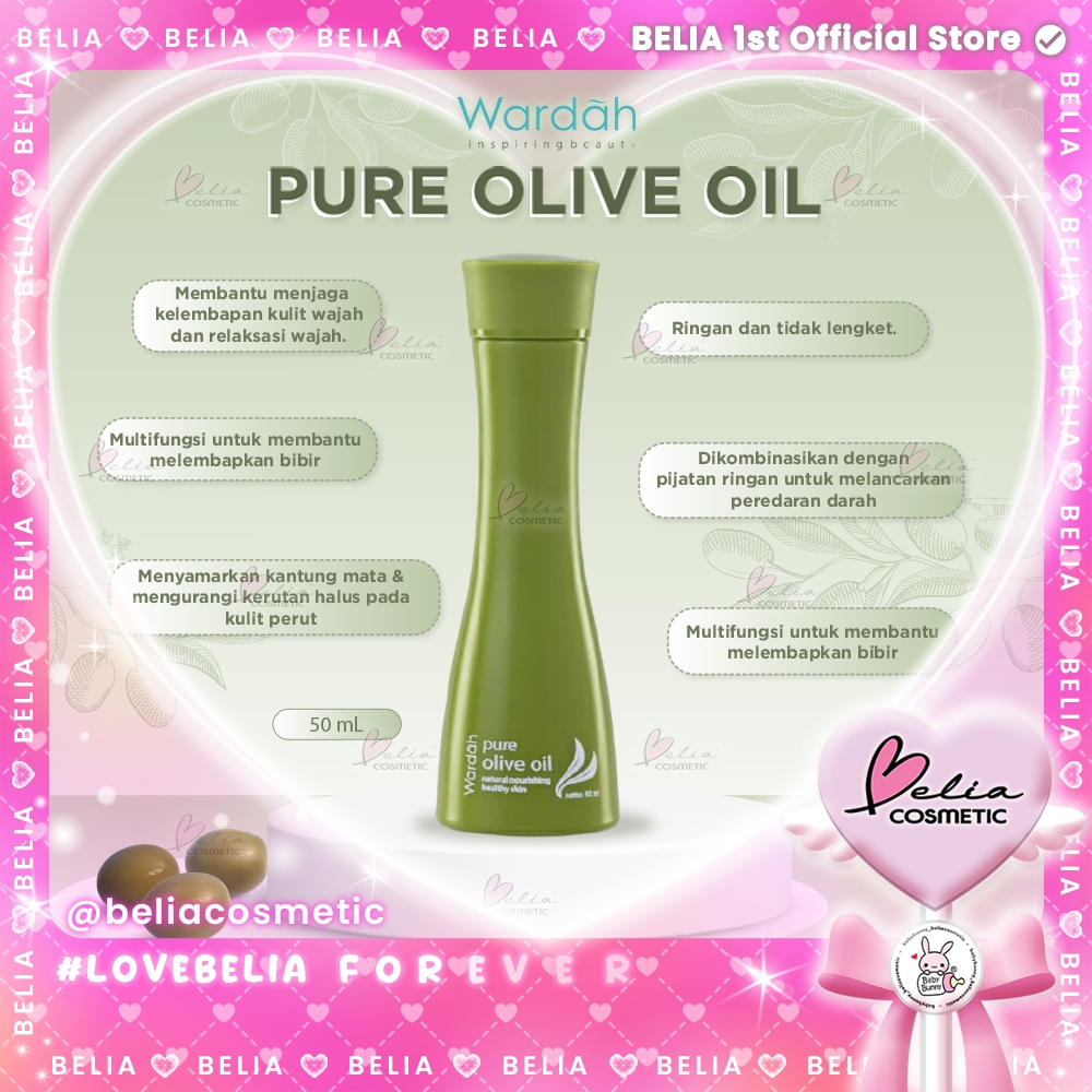❤ BELIA ❤ Wardah Pure Olive Oil | Minyak Zaitun 50ml (✔BPOM)