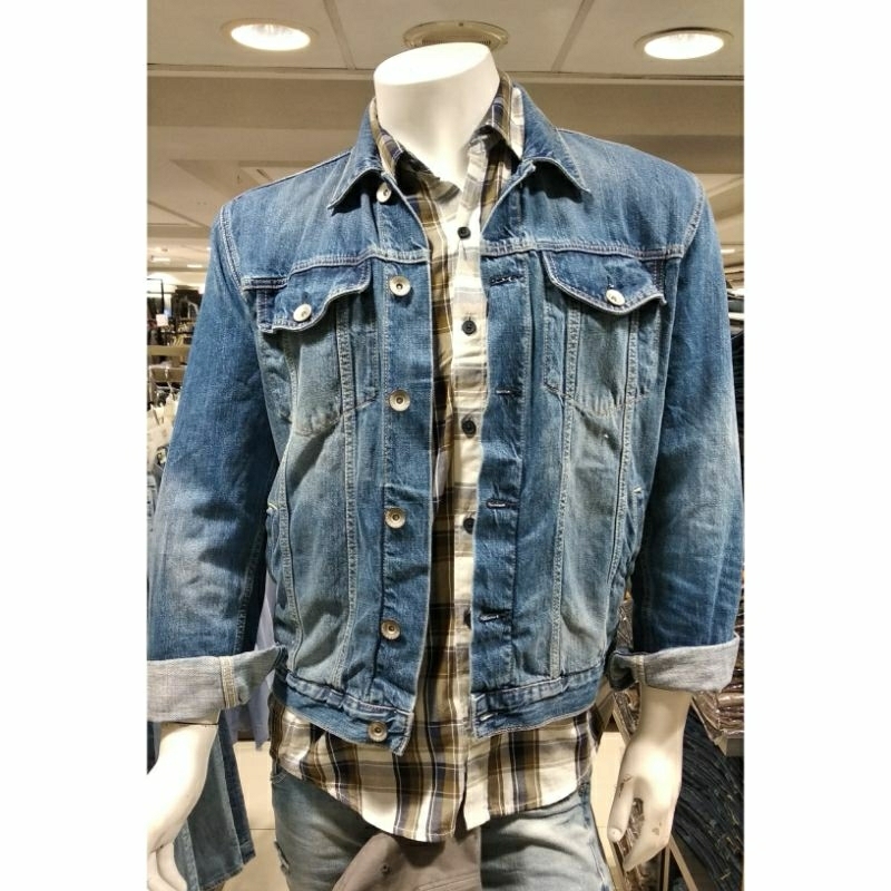 BOMBBOOGIE Jaket Jeans Pria Original ( Medium Blue )