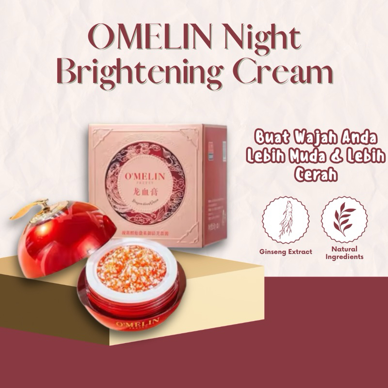 [BARU] OMELIN Brightening Night Cream - Krim Pencerah Wajah dengan Gingseng Extract Asli & Dragon Bl