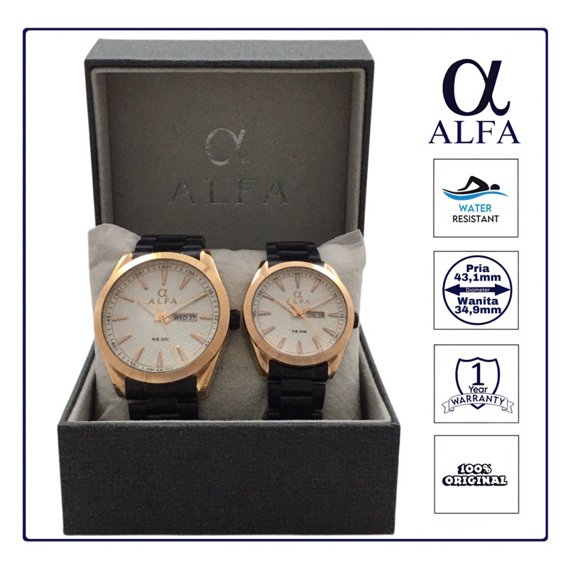 ALFA Jam Tangan Couple Tahan air 99023 Original
