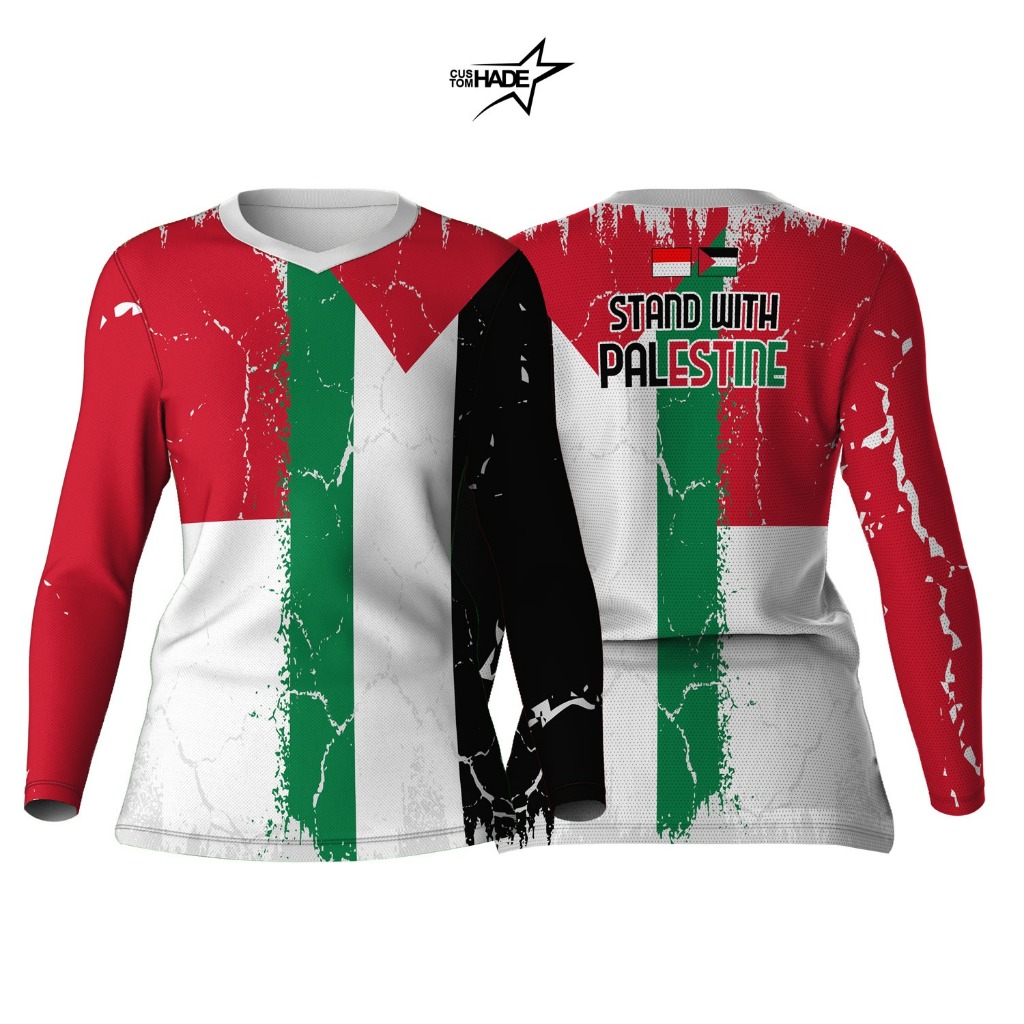 CH Jersey Palestina Wanita Hijab Baju Running Dewasa Original By CustomHade