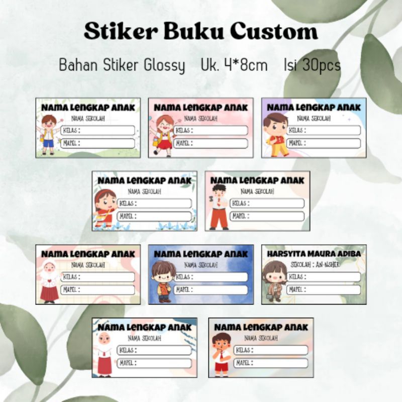 

stiker nama buku sekolah