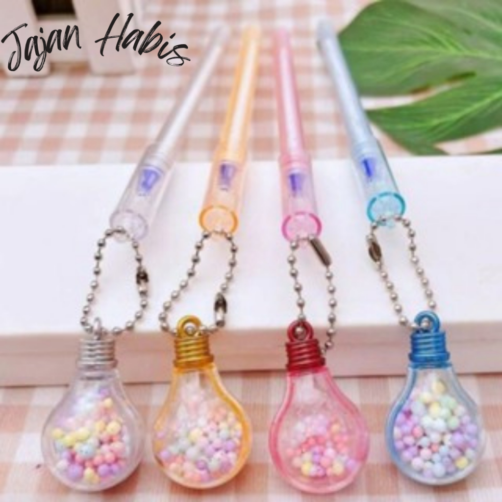 

JABIS Pena Gantungan Bohlam Lampu Unik Blue Ink Gel Bisa di Hapus bolpen warna pastel glitter cute Bola Salju Warna Warni Alat Tulis Sekolah Kantor Souvenir