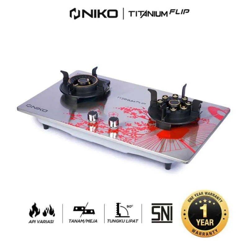 Kompor Tanam 2 Tungku Niko & Lipat Titanium