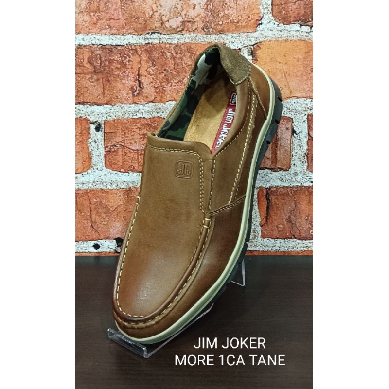sepatu pria, sepatu cowok, sepatu casual bahan kulit asli model slip on, kualitas  import brand JIM 