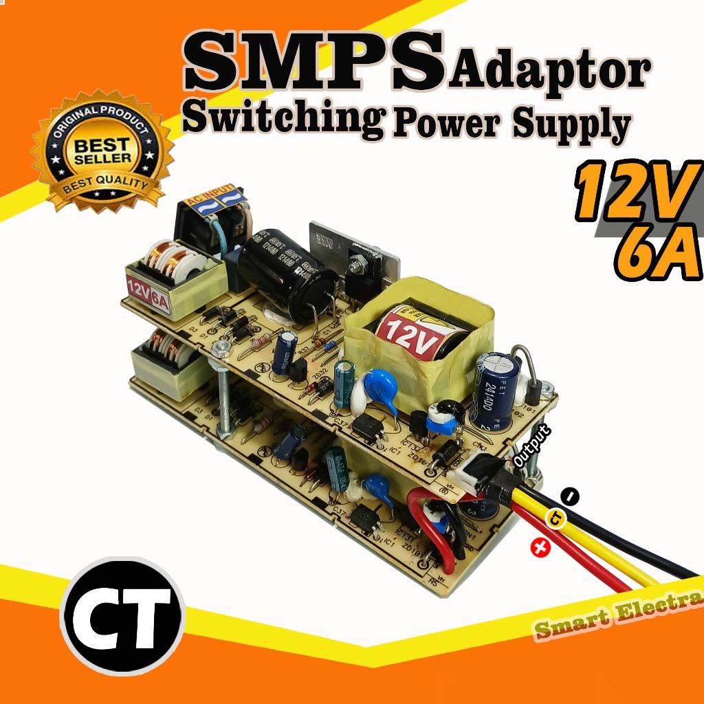 SMPS power Supply Adaptor 12V 6A CT