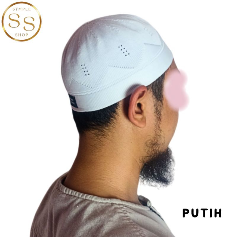 Peci Putih Rajut Turki Premium Dewasa Polos Tebal Elastis