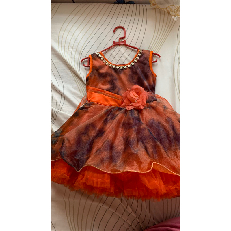 gaun merah bata anak 1-2 th