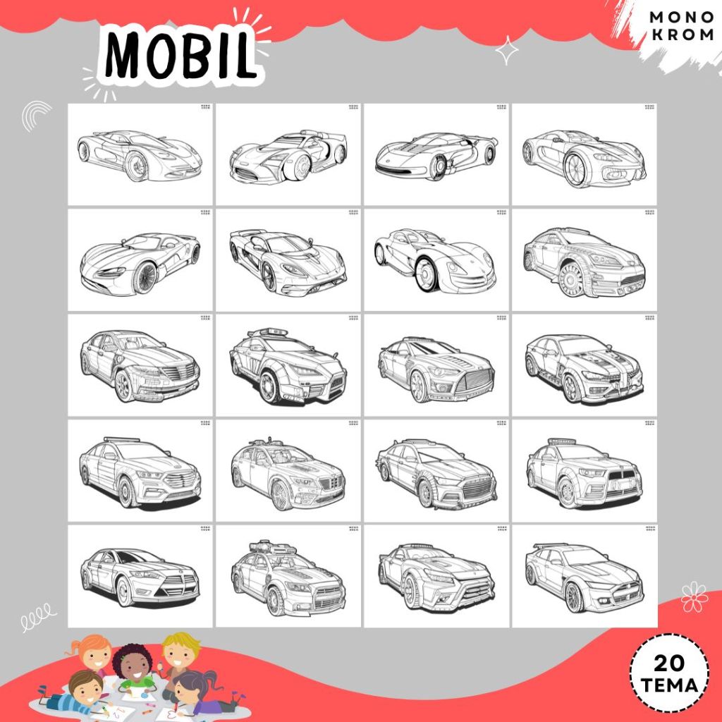 

Kertas Gambar Mewarnai - Coloring Page - Mobil