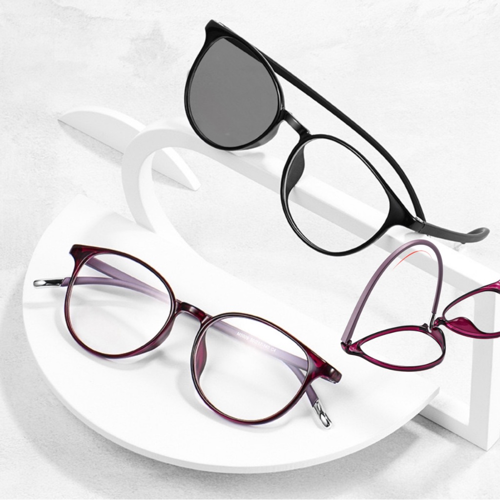 FUHANG Kacamata Wanita Oval Retro Optik Elastis Lentur Lensa Minus Cylinder Plus Baca Blueray M5009