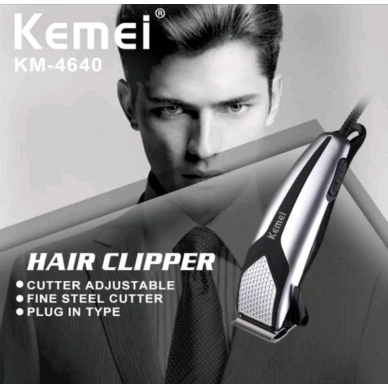 Alat Cukur Rambut Listrik  Kemei KM-4640 Paket Alat Cukur, Gunting & Sisir