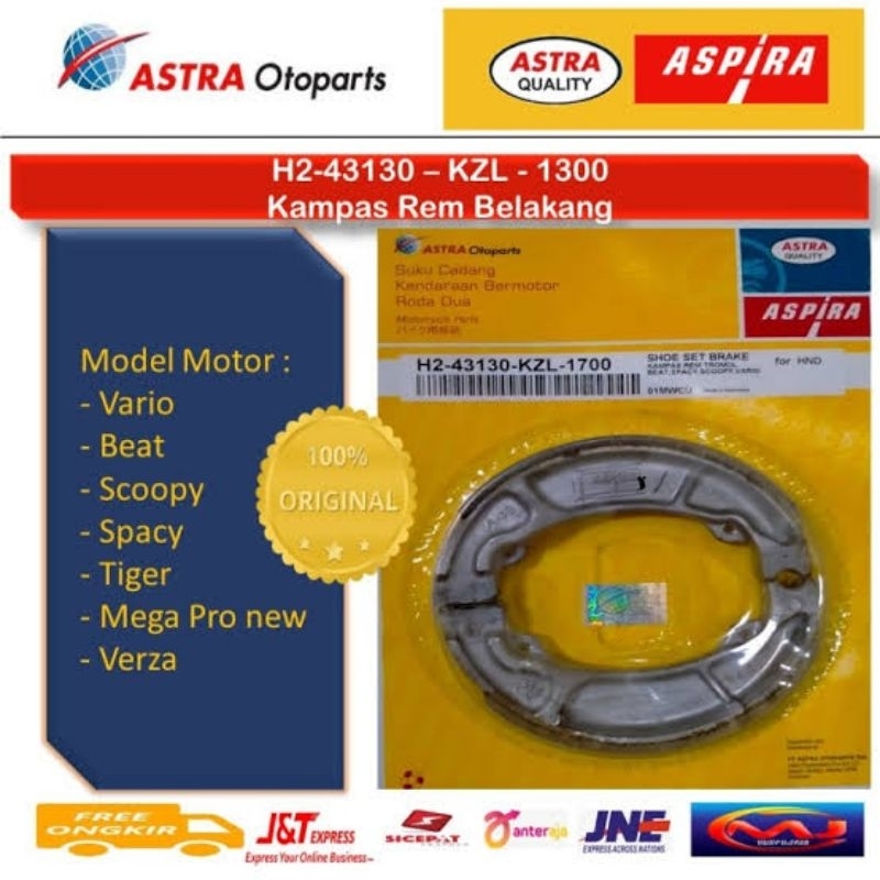 Kampas rem belakang beat KZL Aspira astra original