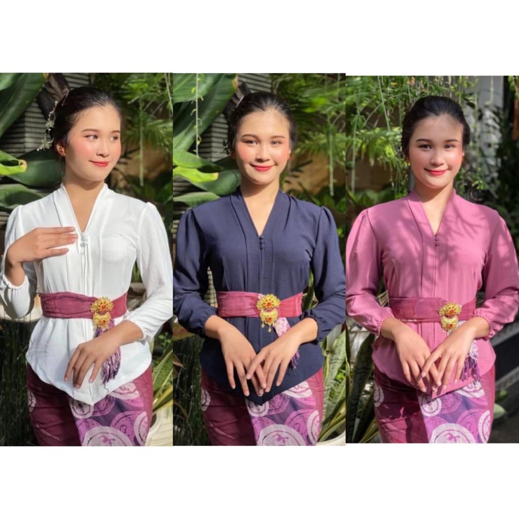 Super Best Seller Kebaya Bali Modern Rangrang Motif Polos Setelan Kebaya Kutubaru Wanita Lengan Panj