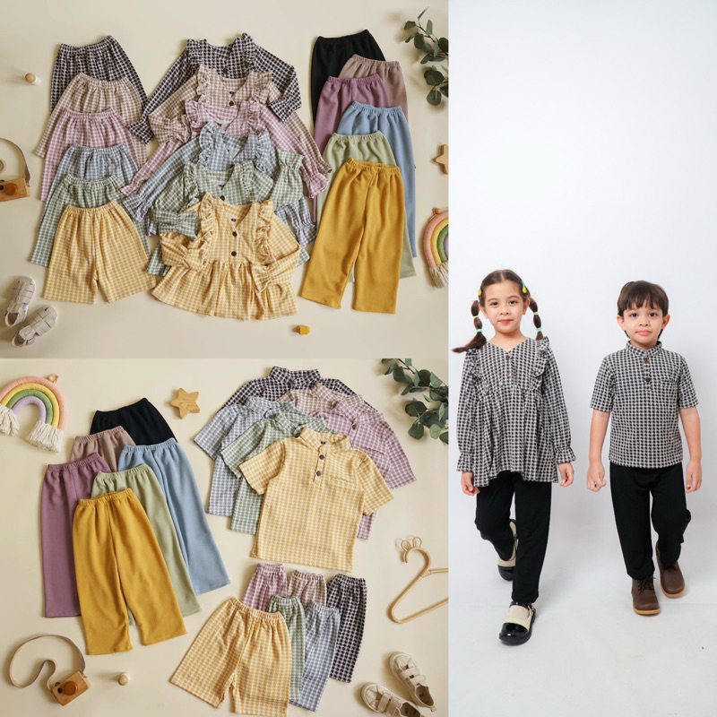 Ramies Series Couple 3in1 (1 Baju 2 Celana) - Baju Couple Anak 1-12th