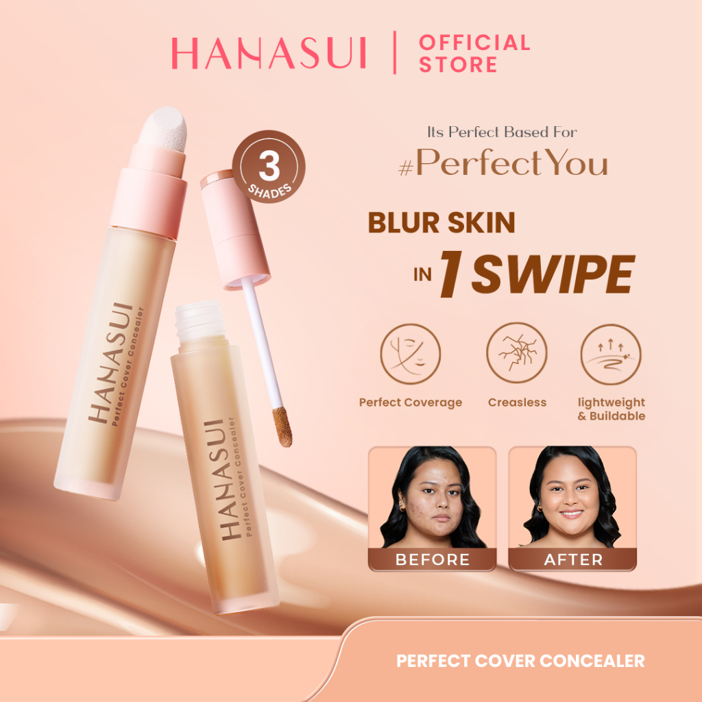 Hanasui Perfect Cover Concealer - Liquid Concealer Perfect Coverage Creaseless Blur Skin in 1 Swatch