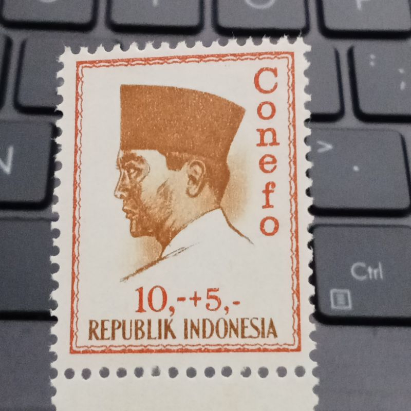 Perangko Kuno Soekarno Conefo 10+5 Rupiah Mint - Prangko