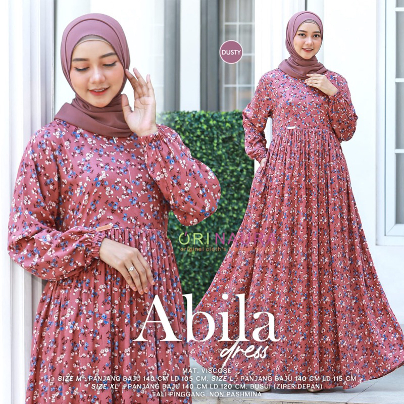 ABILA DRESS Viscose Jumbo Zipper Depan Original By Ori Naura