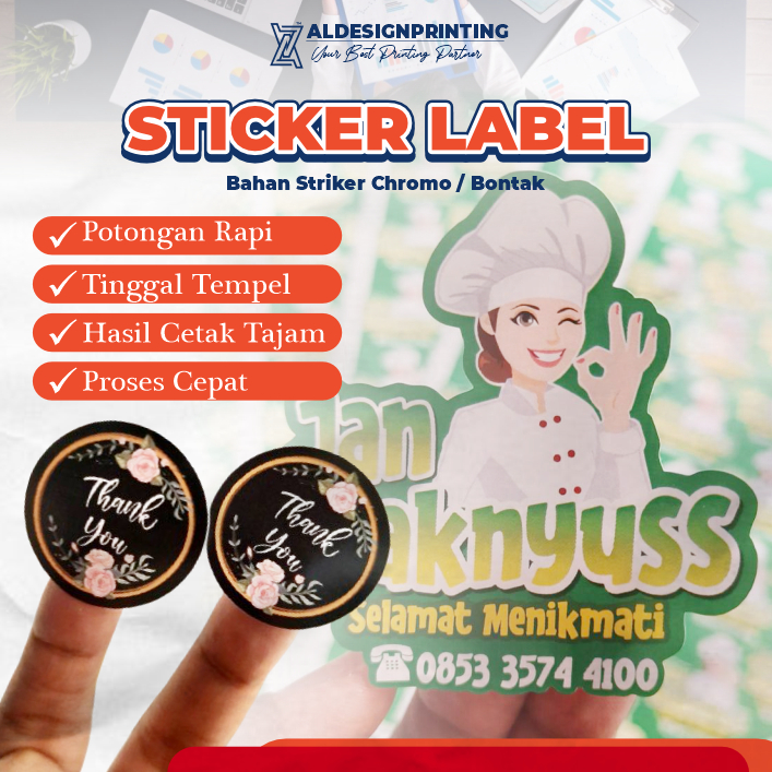 

Cetak Stiker Label Toko Online Shop Kue Bakery Kemasan Produk Custom Tinggal tempel sudah terpotong