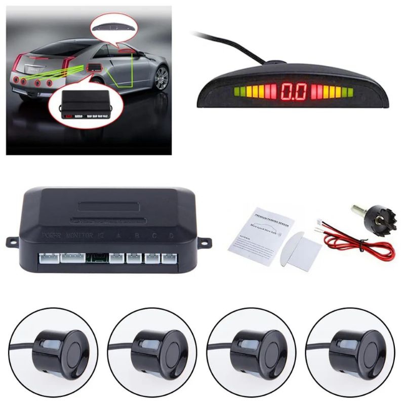 Sensor Parkir Mundur Mobil 4 Titik Indikator LCD