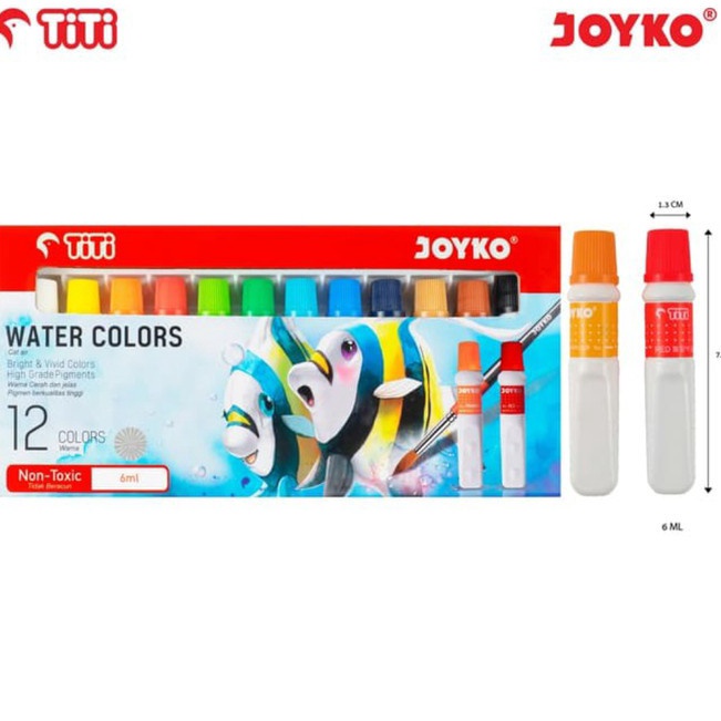 

Ready Terjamin JOYKO TITI 12 WATERCOLOUR PAINT CAT AIR 12 WARNA JOYKO WAC6ML12