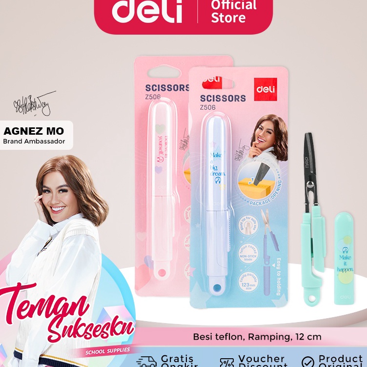 

Ready Terunik DELI X AGNEZ MO Deli Portable Scissor Gunting Portabel Lucu Besi Teflon CZ56
