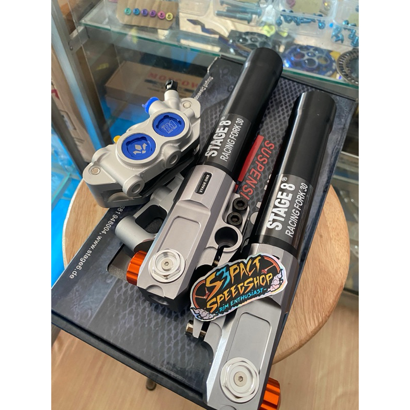 SHOCK RT STAGE YAMAHA MIO SPORTY SMILE MIO SOUL MIO M3 AEROX PAKETAN KAKI DEPAN SET KALIPER KANAN